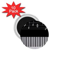 Piano Keyboard With Notes Vector 1 75  Magnets (10 Pack)  by Nexatart