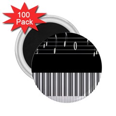 Piano Keyboard With Notes Vector 2 25  Magnets (100 Pack)  by Nexatart