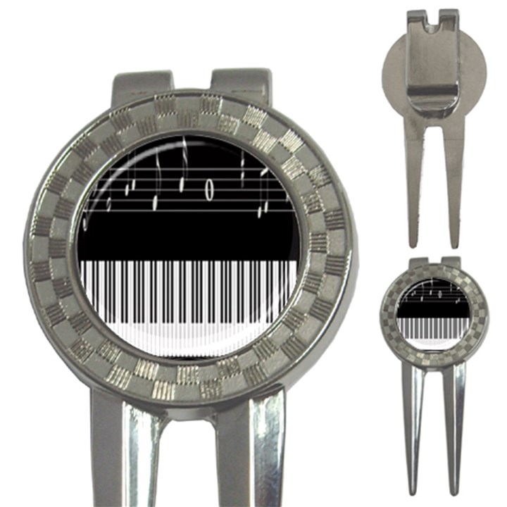 Piano Keyboard With Notes Vector 3-in-1 Golf Divots