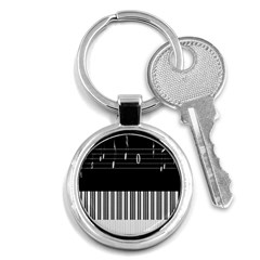 Piano Keyboard With Notes Vector Key Chains (round)  by Nexatart