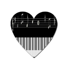 Piano Keyboard With Notes Vector Heart Magnet