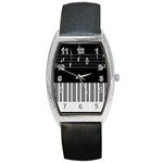 Piano Keyboard With Notes Vector Barrel Style Metal Watch Front