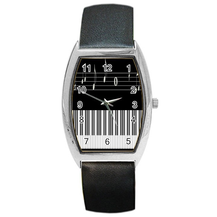 Piano Keyboard With Notes Vector Barrel Style Metal Watch