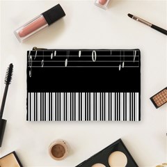 Piano Keyboard With Notes Vector Cosmetic Bag (medium)  by Nexatart