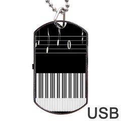 Piano Keyboard With Notes Vector Dog Tag Usb Flash (one Side) by Nexatart