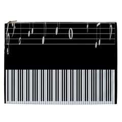 Piano Keyboard With Notes Vector Cosmetic Bag (xxl)  by Nexatart