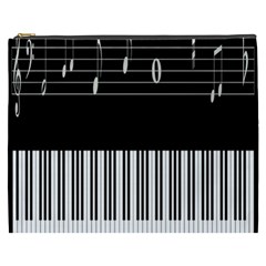 Piano Keyboard With Notes Vector Cosmetic Bag (xxxl)  by Nexatart