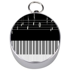 Piano Keyboard With Notes Vector Silver Compasses by Nexatart