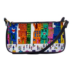 Painted Autos City Skyscrapers Shoulder Clutch Bags by Nexatart