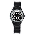 Seamless Eyes Tile Pattern Stainless Steel Round Watch Front