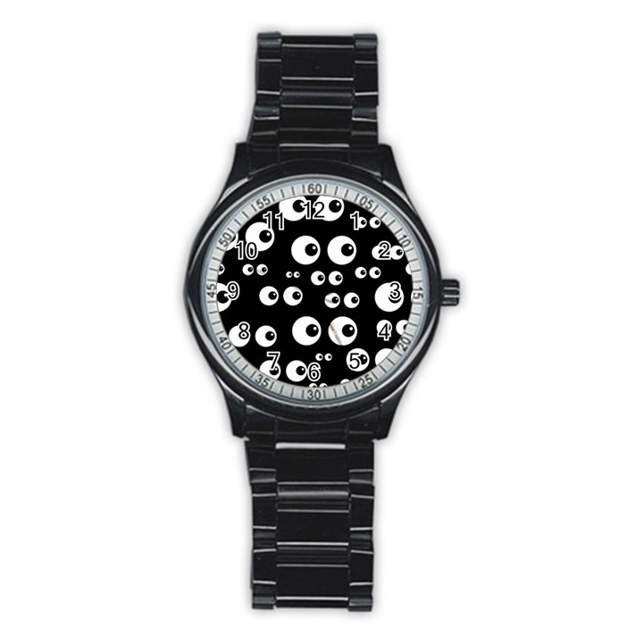 Seamless Eyes Tile Pattern Stainless Steel Round Watch