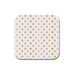 Polka Dots Retro Rubber Square Coaster (4 Pack)  by Nexatart