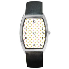 Polka Dots Retro Barrel Style Metal Watch by Nexatart