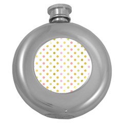 Polka Dots Retro Round Hip Flask (5 Oz) by Nexatart