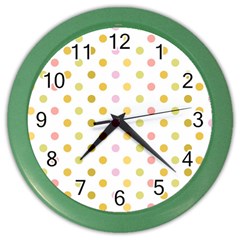 Polka Dots Retro Color Wall Clocks by Nexatart