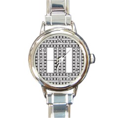 Pattern Background Texture Black Round Italian Charm Watch