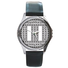 Pattern Background Texture Black Round Metal Watch