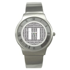 Pattern Background Texture Black Stainless Steel Watch