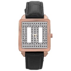 Pattern Background Texture Black Rose Gold Leather Watch 