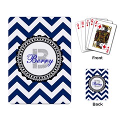 Chevron Blue Pattern Any Name Playing Cards Single Design