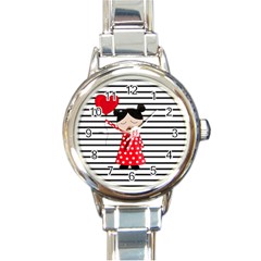 Valentines Day Girl 2 Round Italian Charm Watch by Valentinaart