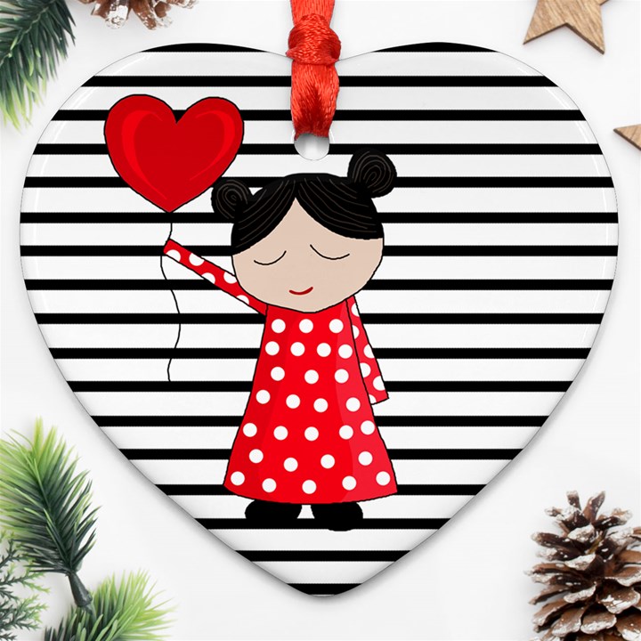 Valentines day girl 2 Heart Ornament (Two Sides)