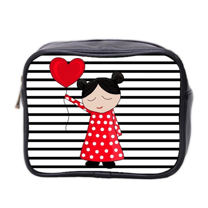 Valentines day girl 2 Mini Toiletries Bag 2-Side