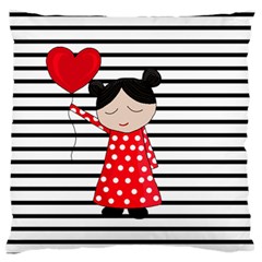 Valentines day girl 2 Large Flano Cushion Case (One Side)