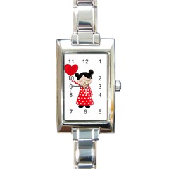 Girl In Love Rectangle Italian Charm Watch by Valentinaart