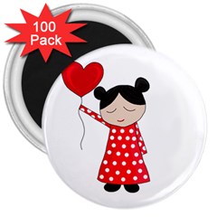 Girl In Love 3  Magnets (100 Pack)