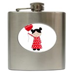 Girl in love Hip Flask (6 oz) Front