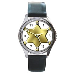 Sheriff Badge Clip Art Round Metal Watch by Nexatart