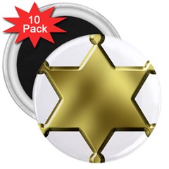 Sheriff Badge Clip Art 3  Magnets (10 Pack)  by Nexatart