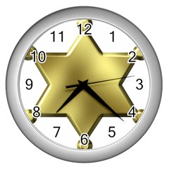 Sheriff Badge Clip Art Wall Clocks (silver)  by Nexatart