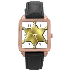 Sheriff Badge Clip Art Rose Gold Leather Watch  by Nexatart