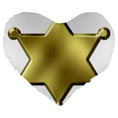 Sheriff Badge Clip Art Large 19  Premium Flano Heart Shape Cushions by Nexatart