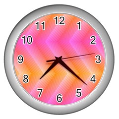 Pattern Background Pink Orange Wall Clocks (silver)  by Nexatart