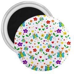 Cute Butterflies And Flowers Pattern 3  Magnets by Valentinaart