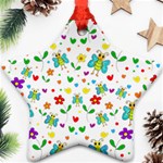 Cute butterflies and flowers pattern Ornament (Star) Front