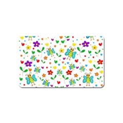 Cute Butterflies And Flowers Pattern Magnet (name Card) by Valentinaart