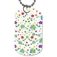 Cute Butterflies And Flowers Pattern Dog Tag (one Side) by Valentinaart