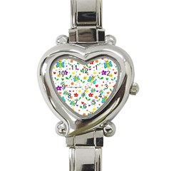 Cute Butterflies And Flowers Pattern Heart Italian Charm Watch by Valentinaart