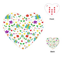 Cute Butterflies And Flowers Pattern Playing Cards (heart)  by Valentinaart