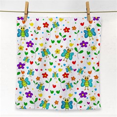 Cute Butterflies And Flowers Pattern Face Towel by Valentinaart