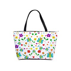 Cute Butterflies And Flowers Pattern Shoulder Handbags by Valentinaart