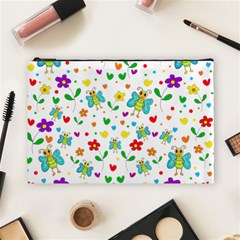 Cute Butterflies And Flowers Pattern Cosmetic Bag (large)  by Valentinaart