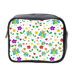 Cute Butterflies And Flowers Pattern Mini Toiletries Bag 2-side by Valentinaart