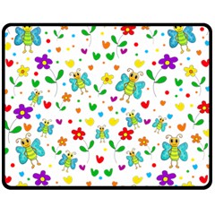 Cute Butterflies And Flowers Pattern Fleece Blanket (medium)  by Valentinaart