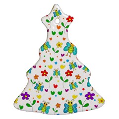 Cute Butterflies And Flowers Pattern Ornament (christmas Tree) 