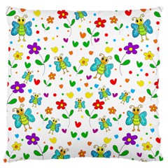 Cute Butterflies And Flowers Pattern Large Cushion Case (one Side) by Valentinaart